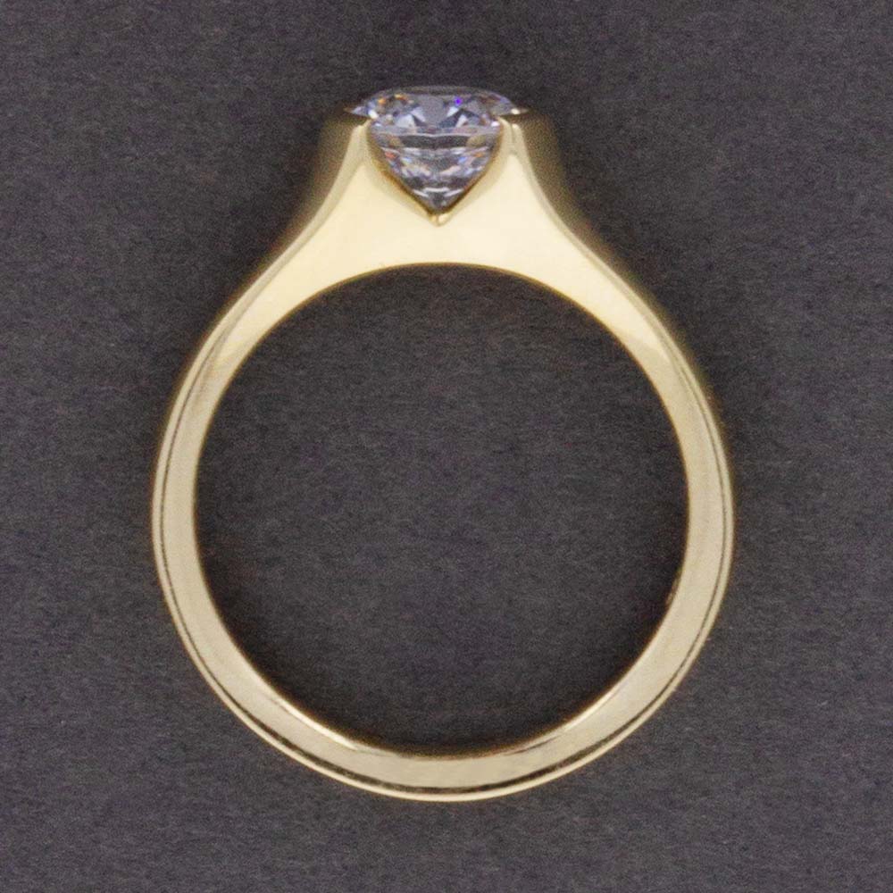 Half Bezel Set Engagement Ring Split Shank Diamond Band - Vidal – Serenade  Diamonds